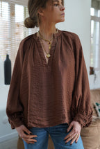 Pink Brown Fall Blouse