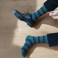 Chaussettes En Laine Mérinos À Rayures - Vert Foncé Et Noir