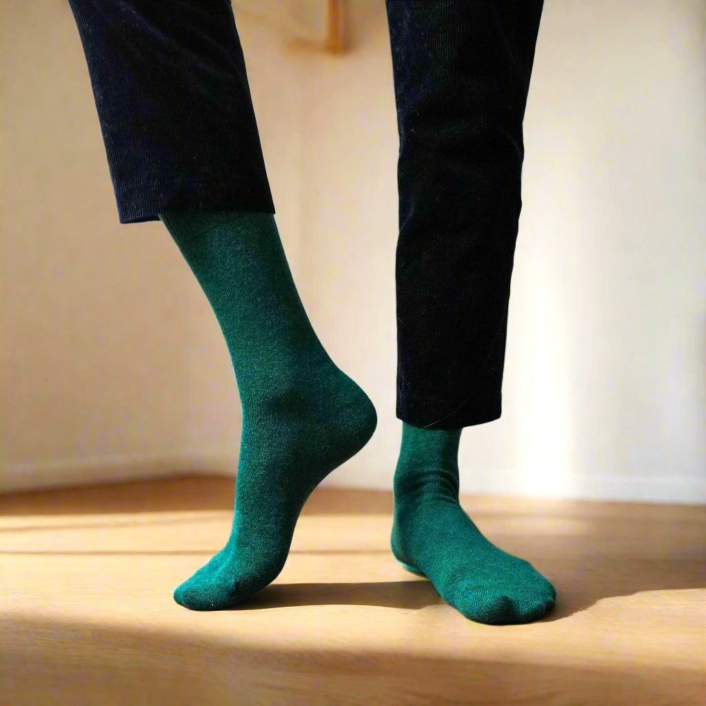 Chaussettes En Laine Mérinos Unies - Forest Green