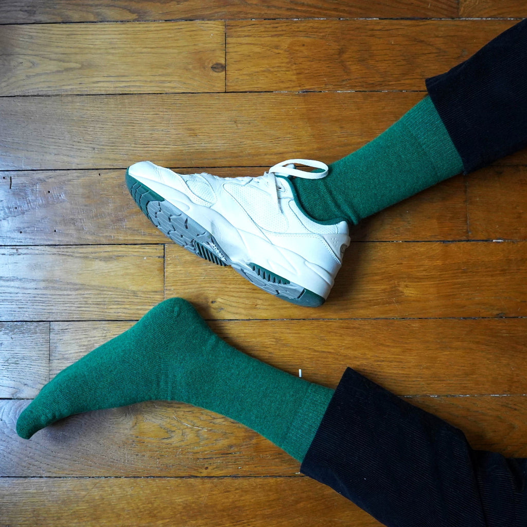 Chaussettes En Laine Mérinos Unies - Forest Green