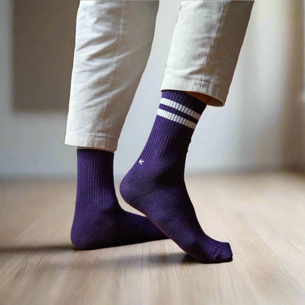 Chaussettes De Tennis En Coton Biologique - Violet Et Blanc