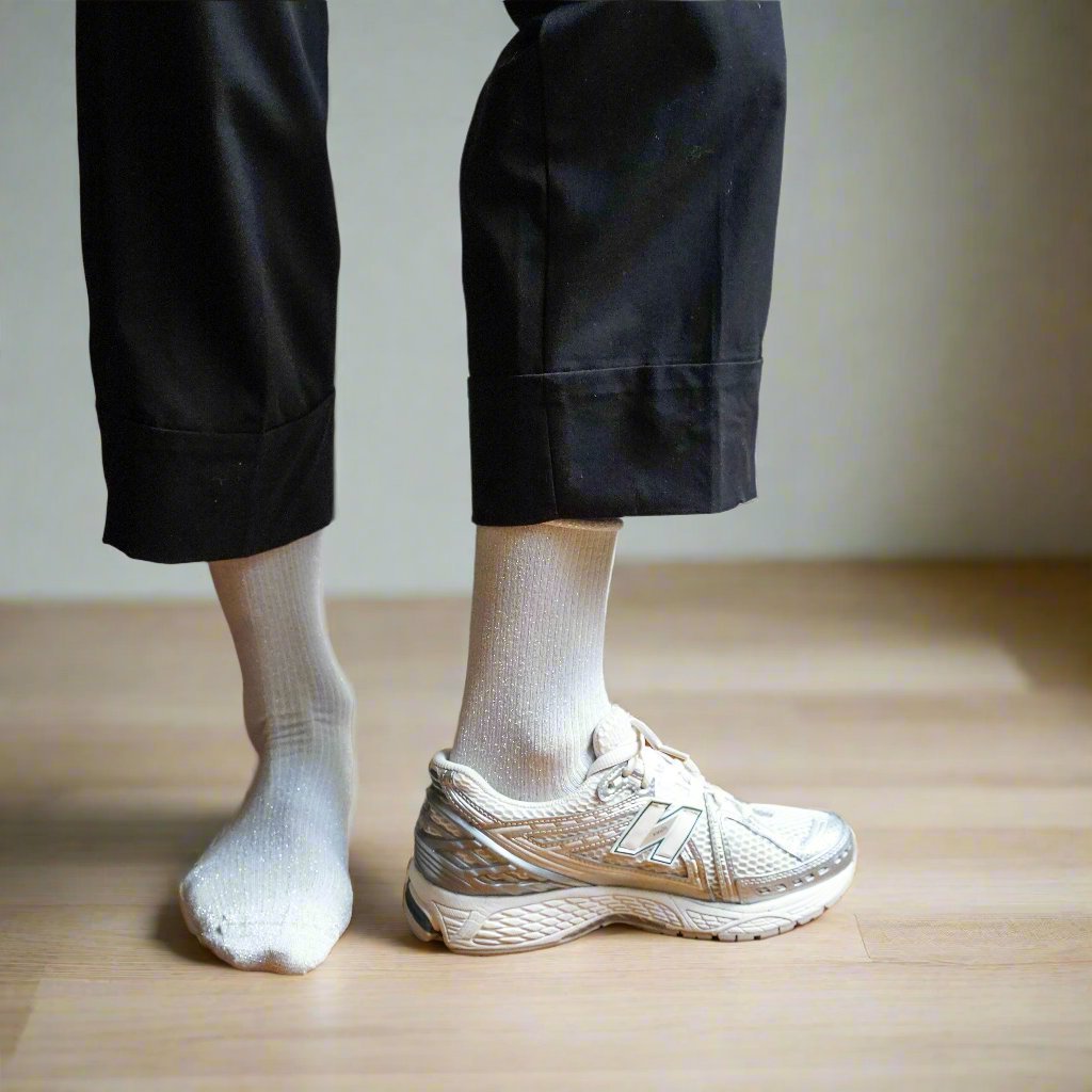 Chaussettes Lurex Pailletées En Lyocell Écologique - Blanc
