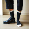 Calcetines de lana merina con franjas - Negro y blanco