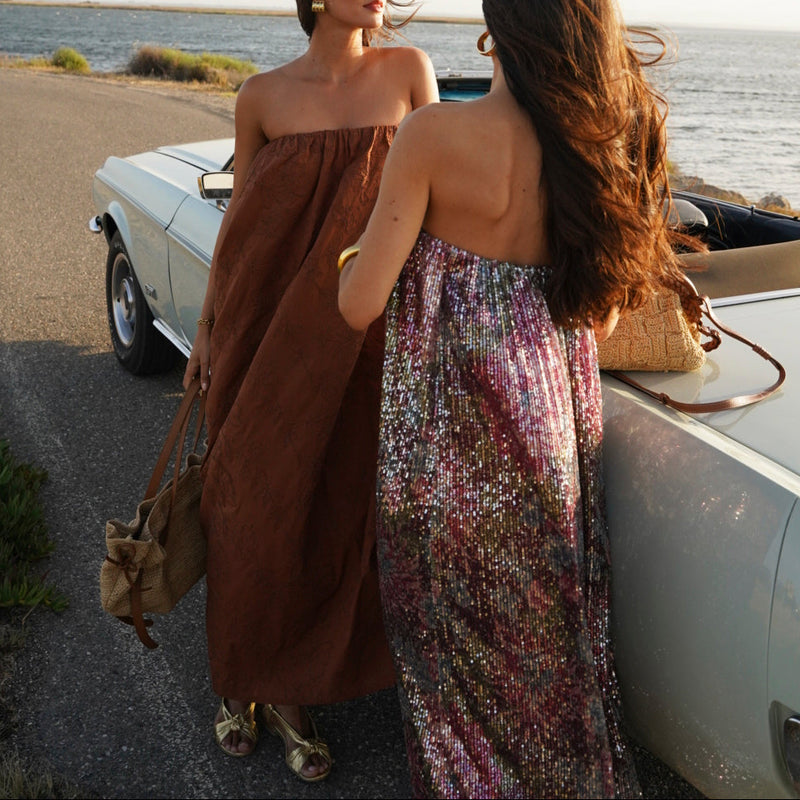 Robe Thomasina Camel Soutache