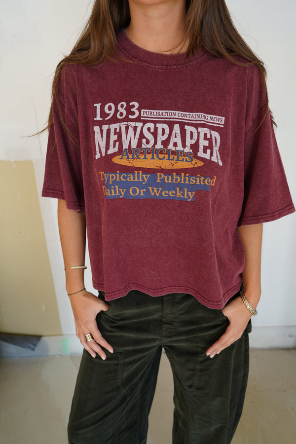 Burgundy Newspaper T-Shirt