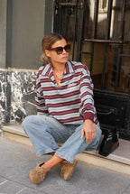 Hector Striped Polo Shirt Burgundy/Sky Blue