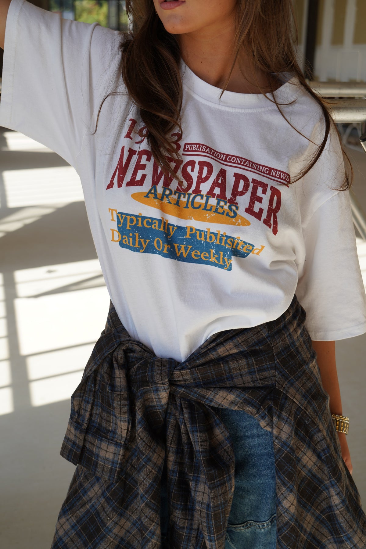 T-Shirt Newspaper Blanc