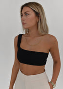 Débardeur One Shoulder Ribbed - Black