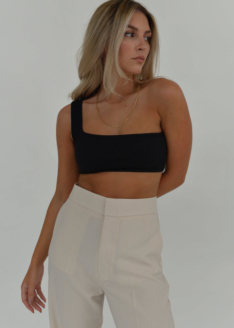 Débardeur One Shoulder Ribbed - Black