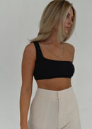 Débardeur One Shoulder Ribbed - Black
