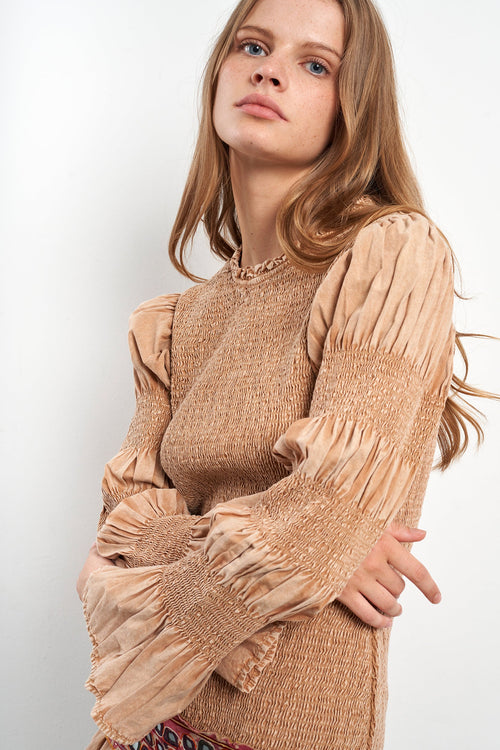 Leandra Camel Short Dress