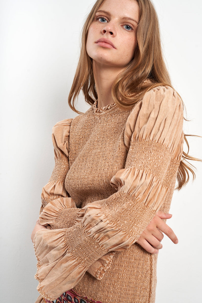 Leandra Camel Short Dress