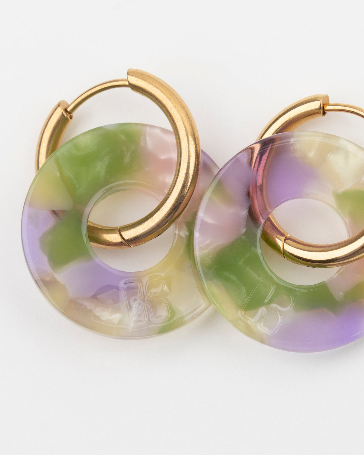 Boucles D'Oreilles Donuts - Vert Et Lavande