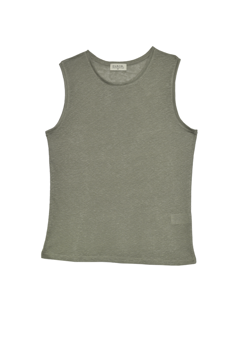 T-Shirt Sleeveless Linen - Green