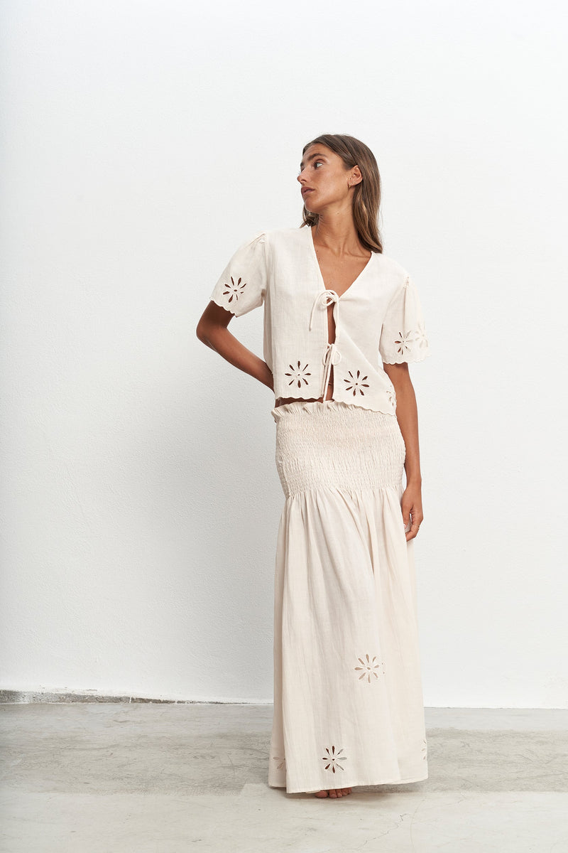 Alma White Skirt