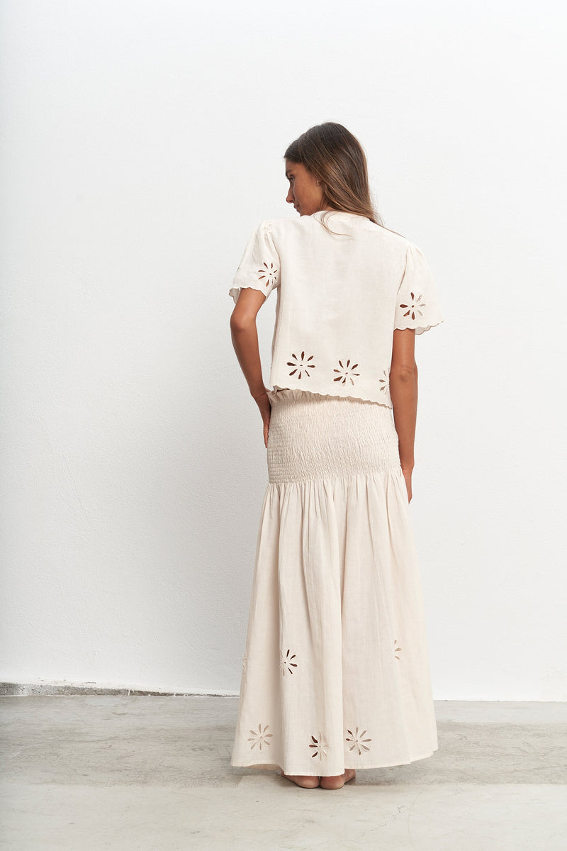 Alma White Skirt