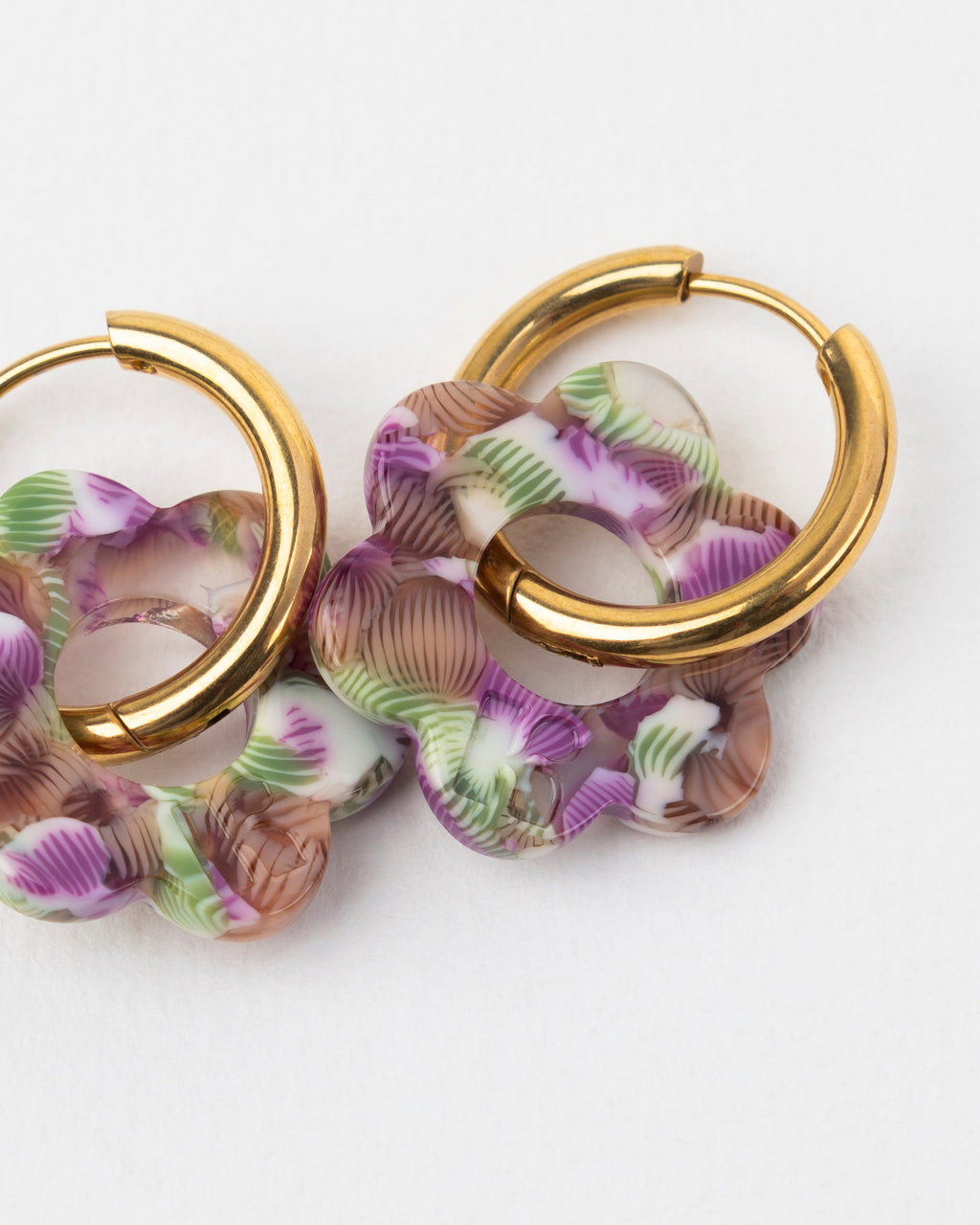 Boucles D'Oreilles Baby Fleurette - Magenta Et Vert
