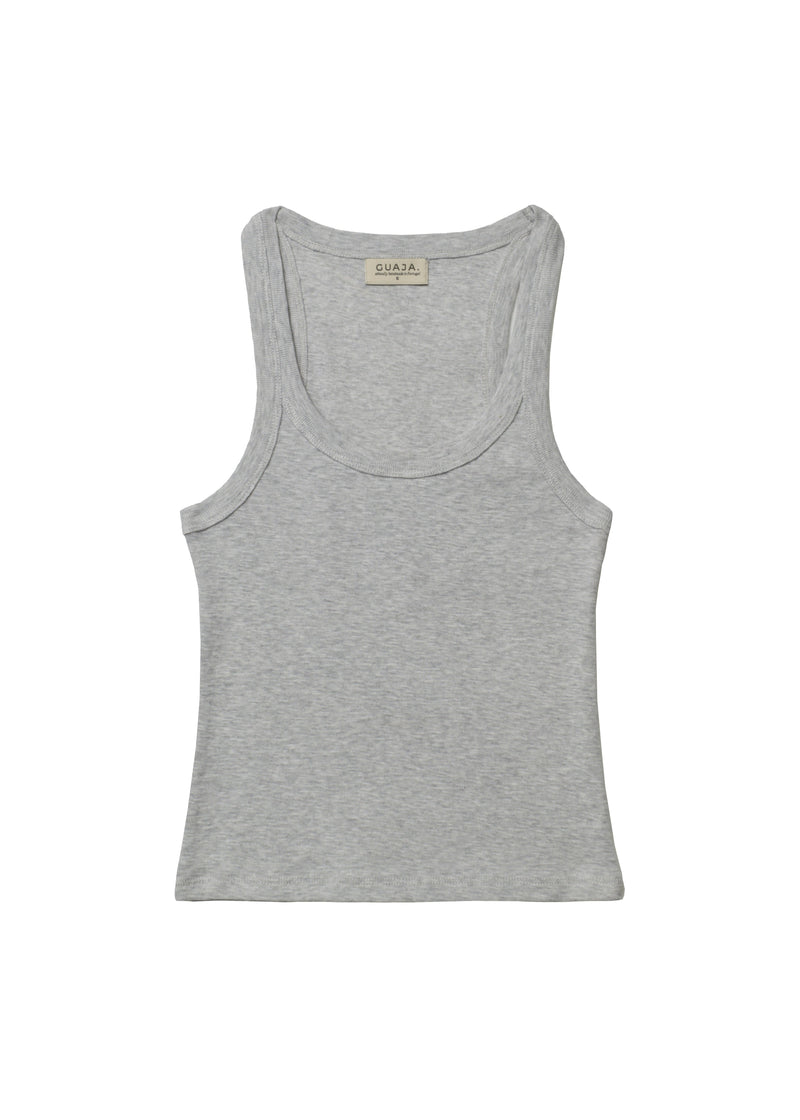 Top Jimmy Scoop-Neck Ribbed Tank - Grey