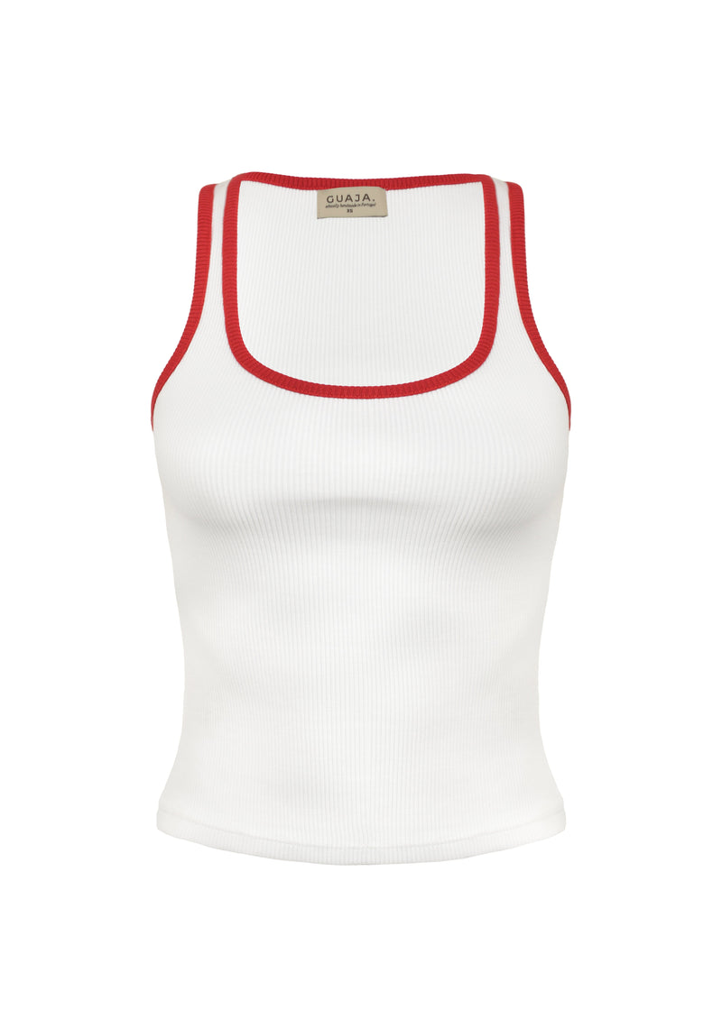 Top Jimmy Contrast Tank - White And Red