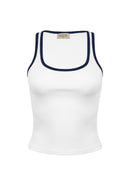 Top Jimmy Contrast Tank - White And Blue