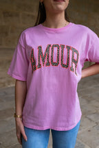 T-Shirt Amour Rose Léopard