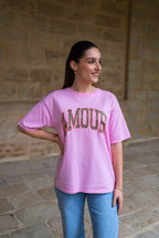 T-Shirt Amour Rose Léopard