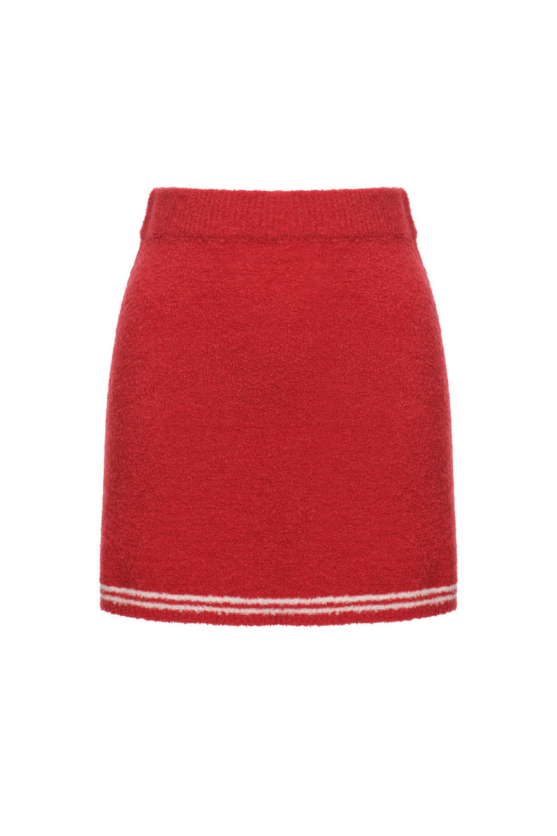 Mini-Jupe En Maille Bouclette - Cerise