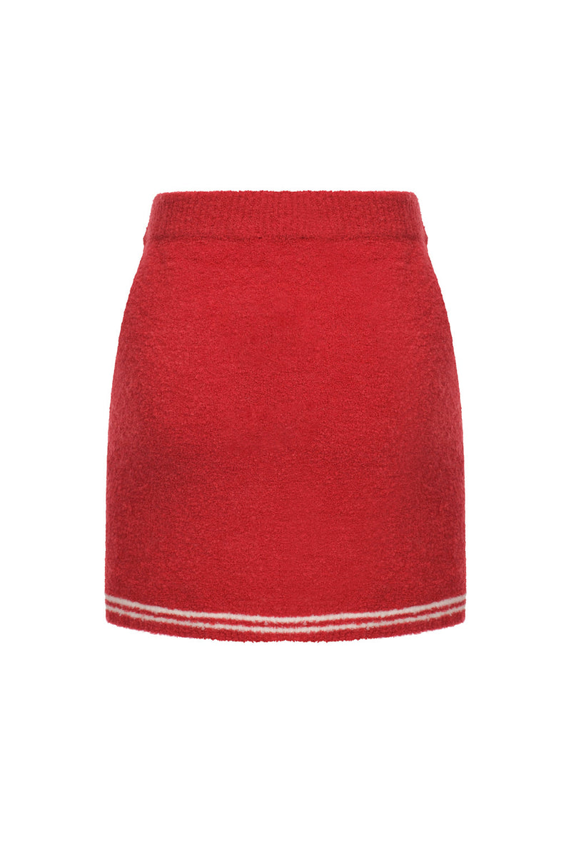 Mini-Jupe En Maille Bouclette - Cerise
