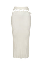 Gonna Midi in Lana Mista Sospesa a Cintura - Beige