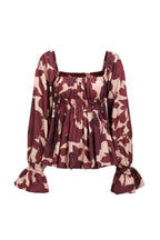 Top con balze e stampa floreale - Rosso