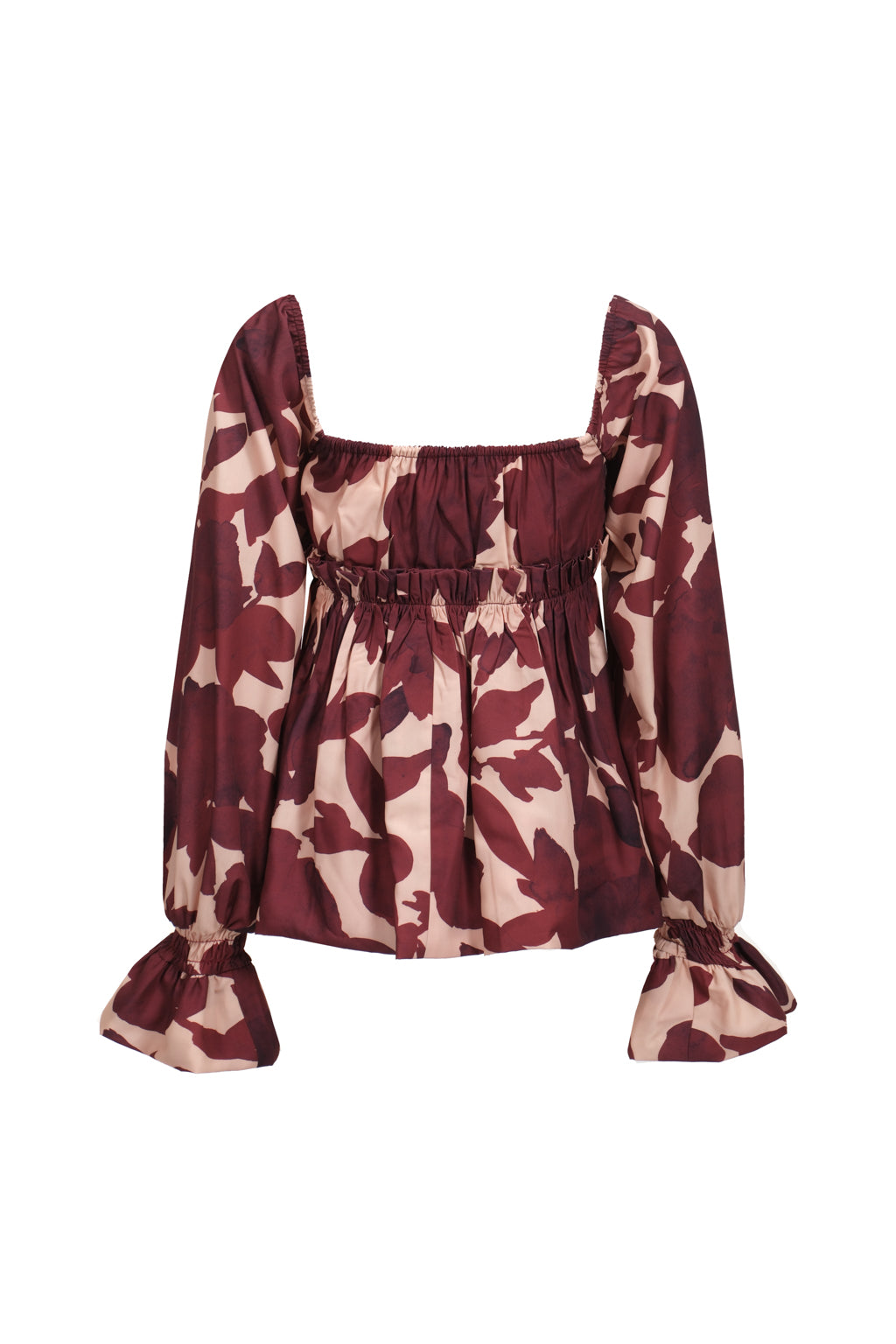 Top con balze e stampa floreale - Rosso