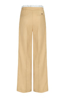Pantalon Droit Trompe-L'Œil Orné Dentelle - Cookie