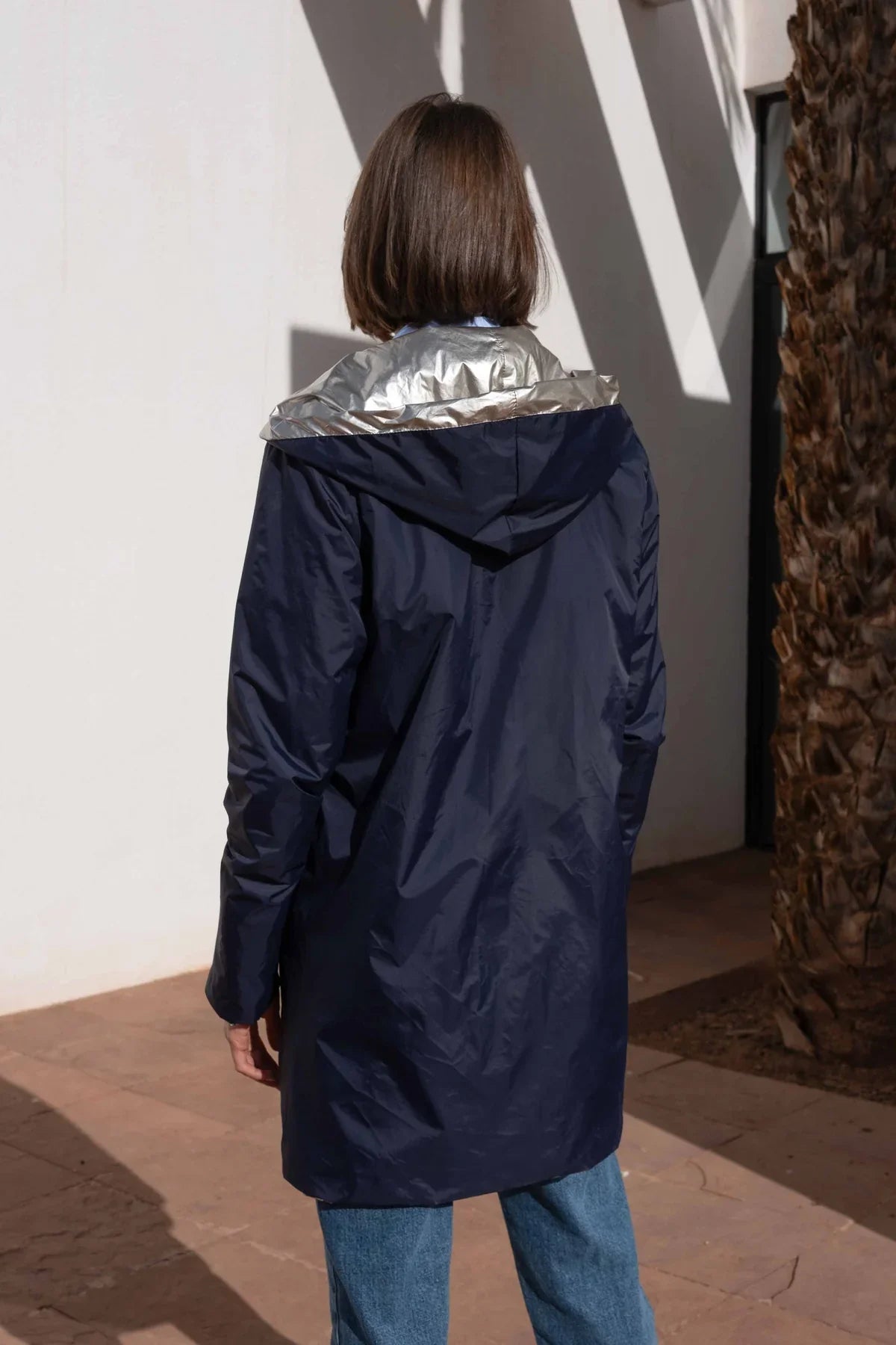 Regenjas Mandy Lang - Marineblauw/Goud