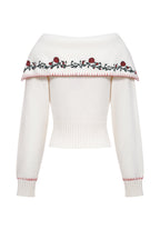 Pure Cashmere Embroidered Collar Jumper - Beige