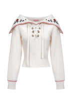 Pure Cashmere Embroidered Collar Jumper - Beige