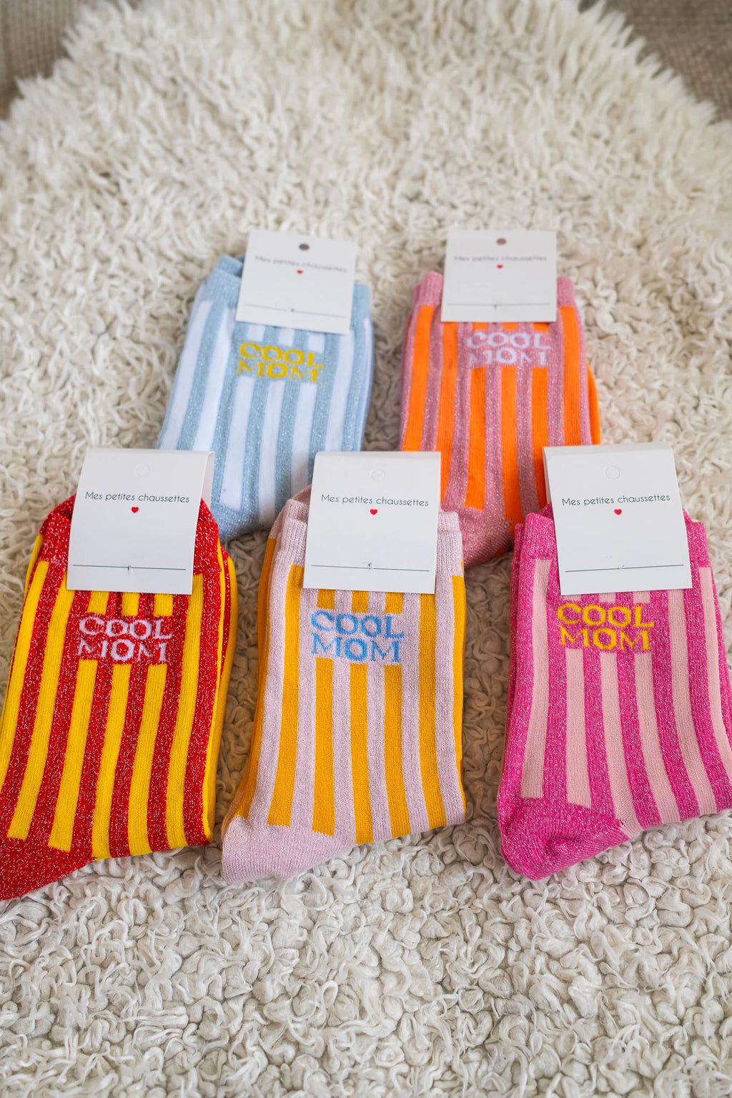 Cool Mom Glitter Socks Blue/White