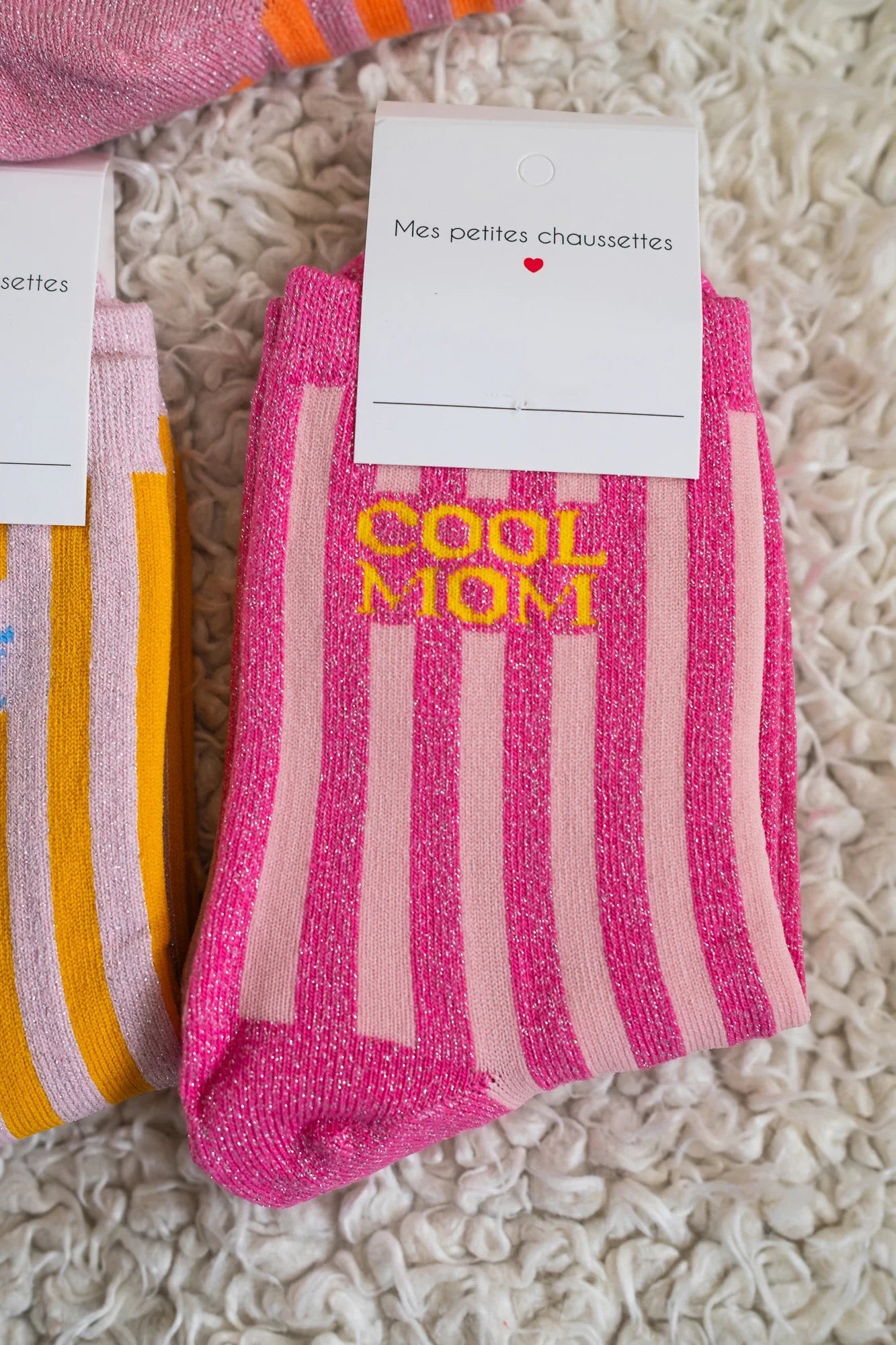 Cool Mom Glitter Socks Pink