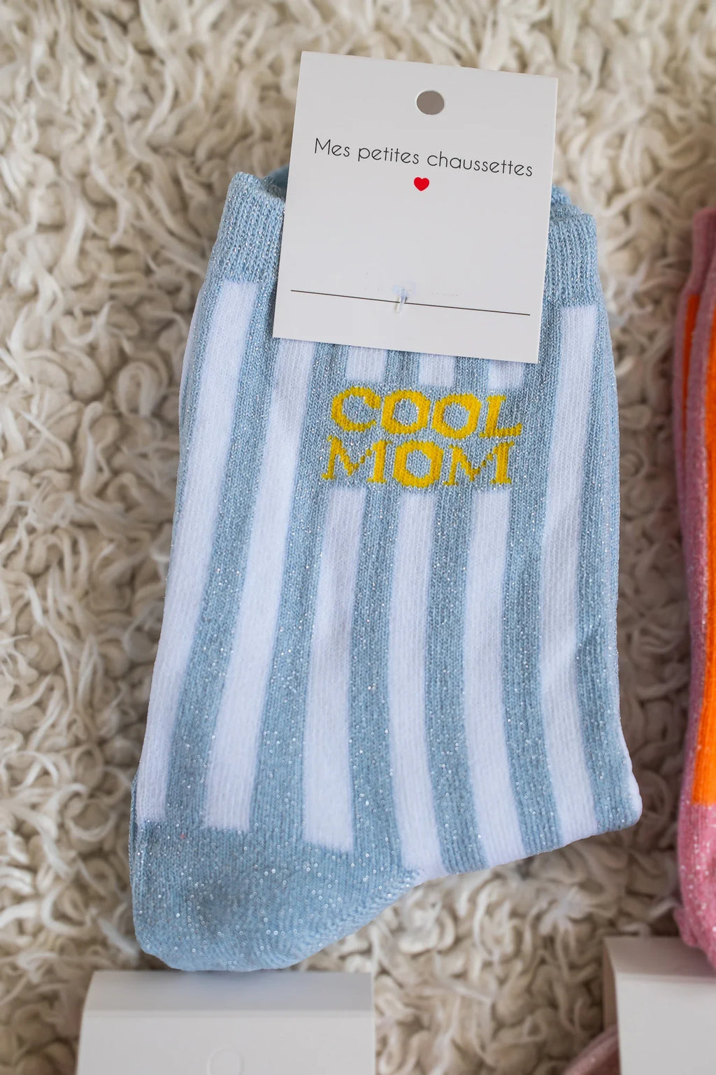 Cool Mom Glitter Socks Blue/White
