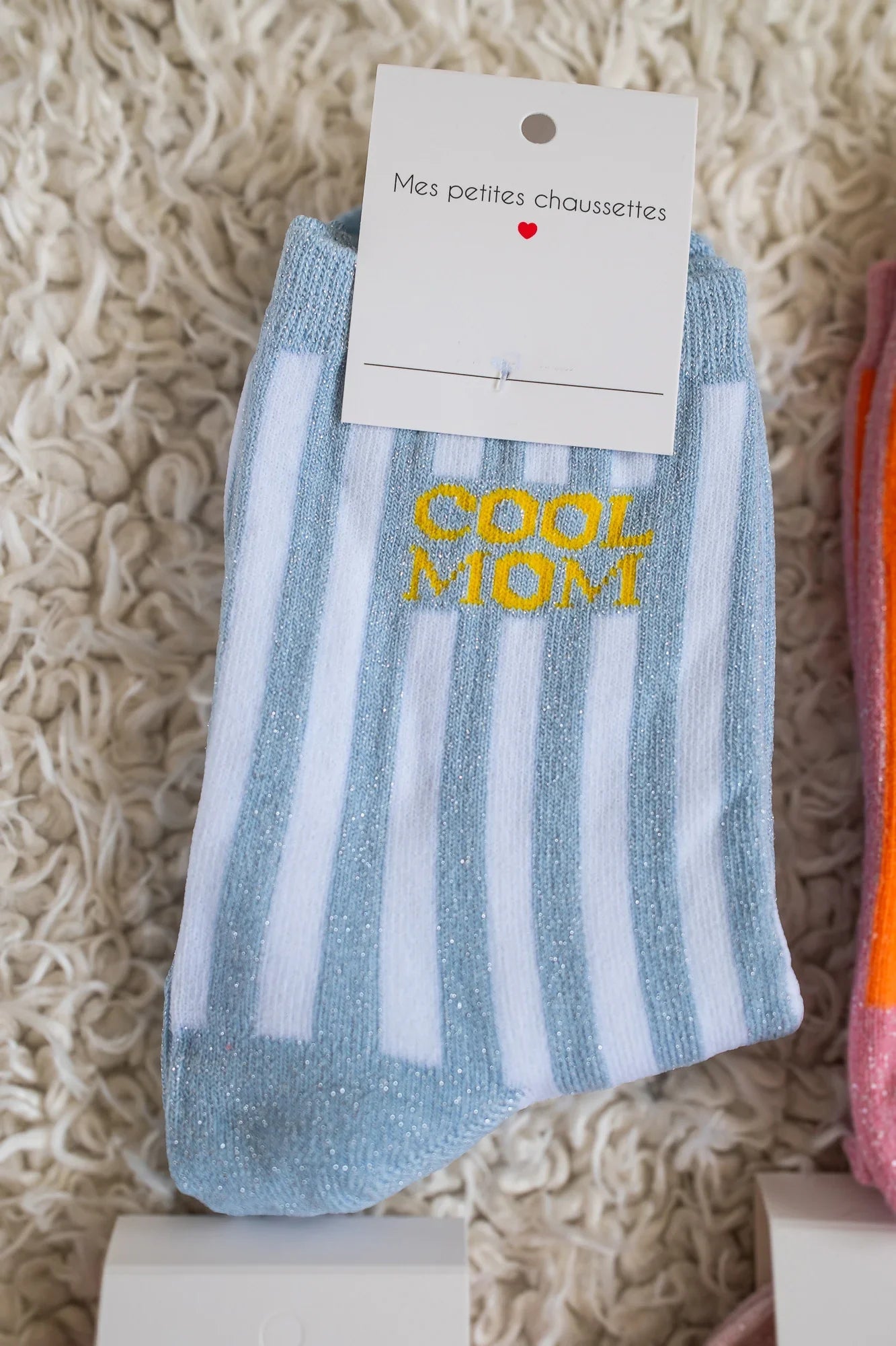 Cool Mom Glitter Socks Blue/White