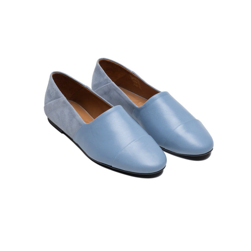 Baby Blue Slip-On Leather and Suede - Lachoix