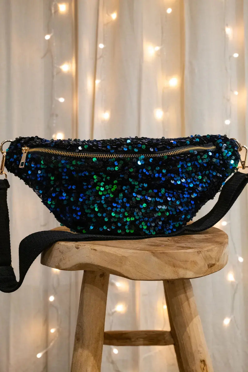Sac Banane À Sequins Sina Bleu Vert