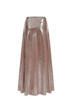Gonna lunga in lamé stretch con godet - Oro rosa