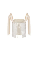 Haut Brodé À Dos Ouvert Et À Liens - Beige