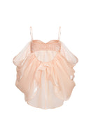 Haut Dos Nu En Organza Et À Volants - Abricot