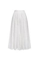 Jupe Plissée En Coton Brodé - Blanc