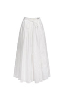 Jupe Plissée En Coton Brodé - Blanc