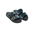 Double Buckle Sandals Petrolio - Lachoix