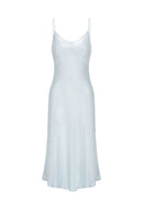 Robe nuisette en soie avec broderies style vintage - Vert menthe 