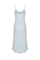 Robe nuisette en soie avec broderies style vintage - Vert menthe 