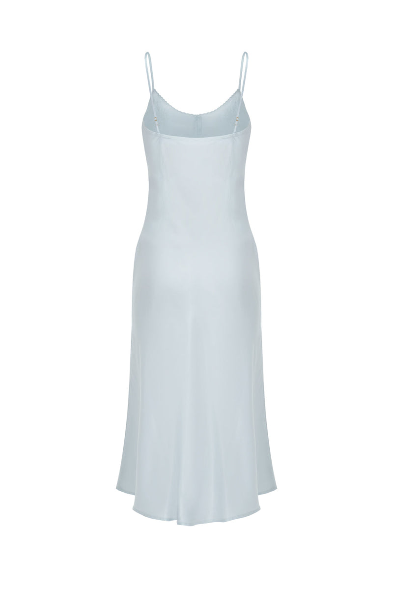 Robe nuisette en soie avec broderies style vintage - Vert menthe 